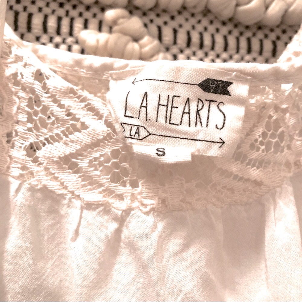 LA Hearts Blouse Embroidered White Small - Picture 6 of 8